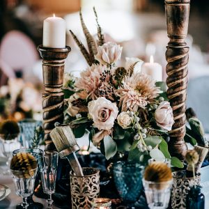 Autumn bridal bouquet and tablescape