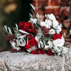 Winter red and white bouquet